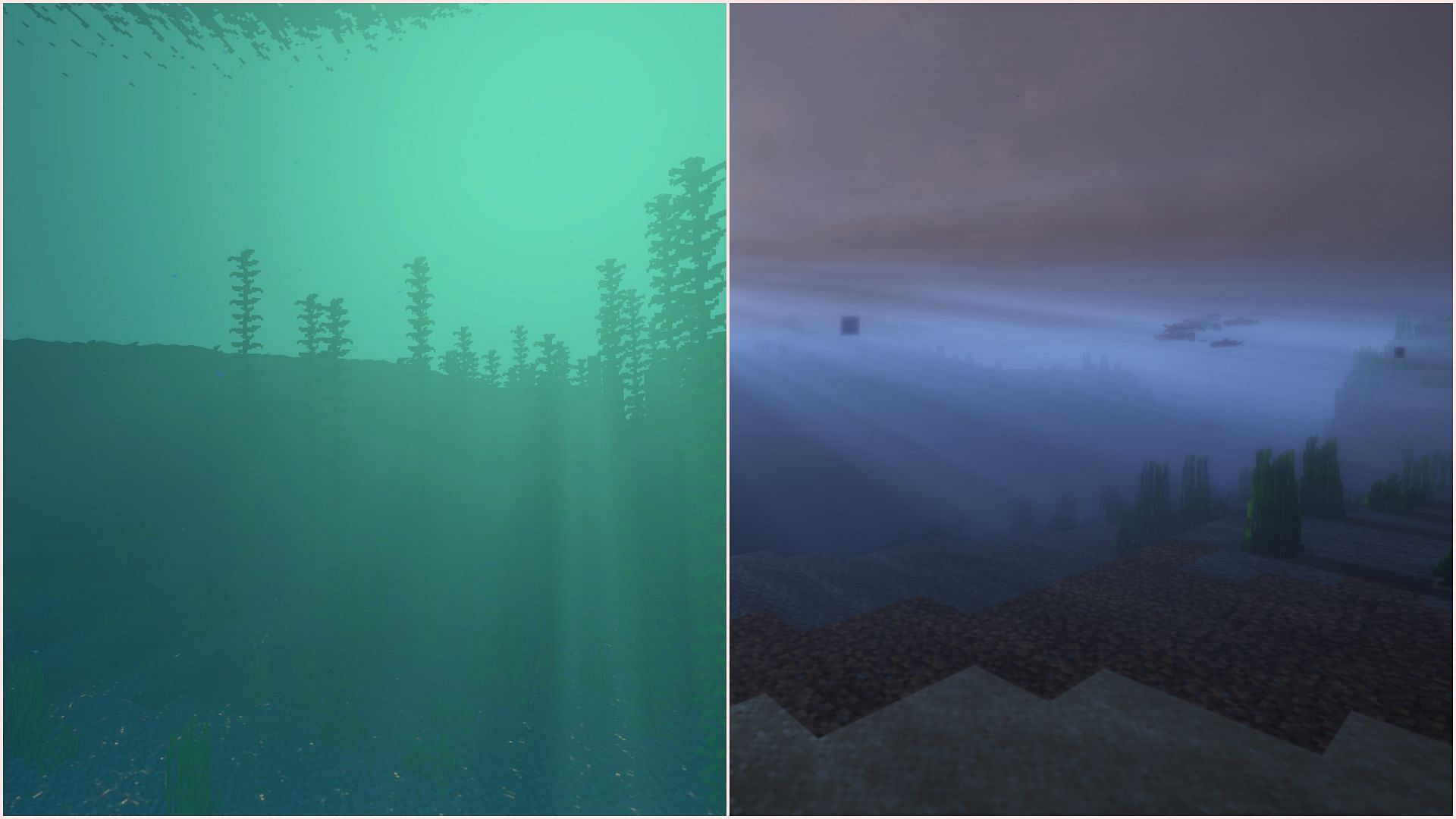 Underwater fog can be reduced in Vibrant Visuals. (Image via Sportskeeda Gaming || Mojang Studios)